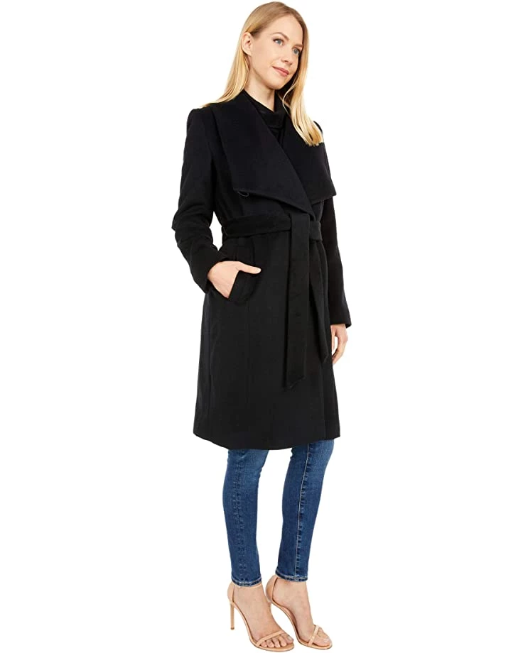 Cole Haan 39" Slick Wool Wrap Coat with Exaggerated Collar | Coats & Outerwear 4 Cole Haan 39" Slick Wool Wrap Coat with Exaggerated Collar | Coats & Outerwear - Image 4