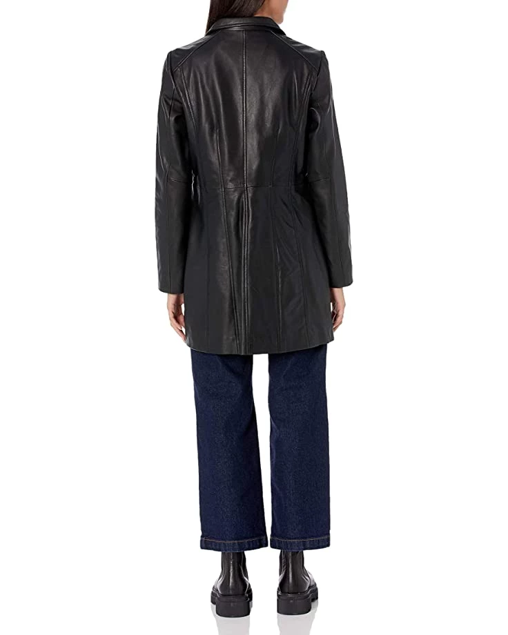 Cole Haan Women's Leather Collarless Jacket | Coats & Outerwear 2 Cole Haan Women's Leather Collarless Jacket | Coats & Outerwear - Image 2