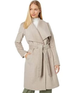 Cole Haan Slick Wool Wrap Coat w/ Exaggerated Collar | Coats & Outerwear