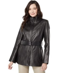 Cole Haan Lambskin Leather Jacket with Belt | Coats & Outerwear