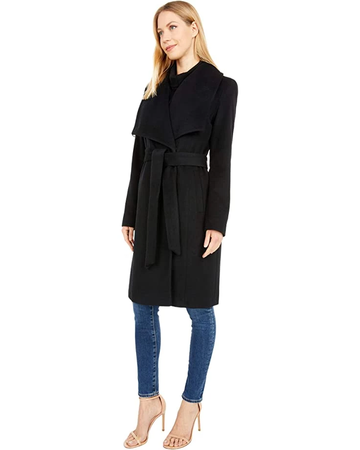 Cole Haan 39" Slick Wool Wrap Coat with Exaggerated Collar | Coats & Outerwear 2 Cole Haan 39" Slick Wool Wrap Coat with Exaggerated Collar | Coats & Outerwear - Image 2