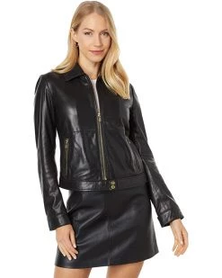 Cole Haan Wing Collar Bomber Leather Jacket | Coats & Outerwear
