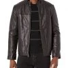 Cole Haan Men's Smooth Lamb Leather Jacket With Convertible Collar | Coats & Outerwear