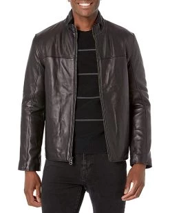 Cole Haan Men's Smooth Lamb Leather Jacket With Convertible Collar | Coats & Outerwear