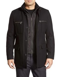 Cole Haan Wool Melton Coat With Nylon Bib | Coats & Outerwear