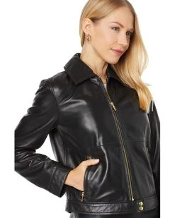 Cole Haan Wing Collar Bomber Leather Jacket | Coats & Outerwear -Nine West Shop 81kZOuE9PL. AC SR736920