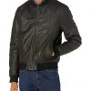 Cole Haan Men's Leather Quilted Lined Varsity Jacket | Coats & Outerwear